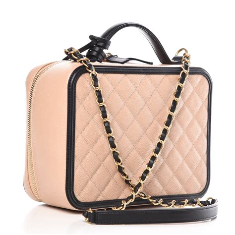 CHANEL Caviar Quilted Large CC Filigree Vanity Case